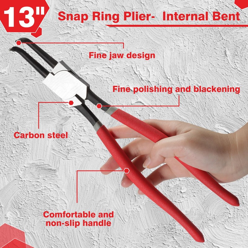 LEONTOOL 13-Inch Snap Ring Plier Heavy Duty Internal Circlip Pliers