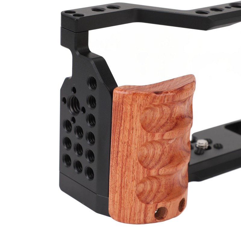 Camera Cage with Wooden Handle for Alpha A7C ILCE 7C