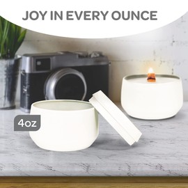 Hearts & Crafts Tin Candle Jars for Making Candles - Candle Tins 4oz - 24 Tin Candle Jars with Lids for Candle Making - White