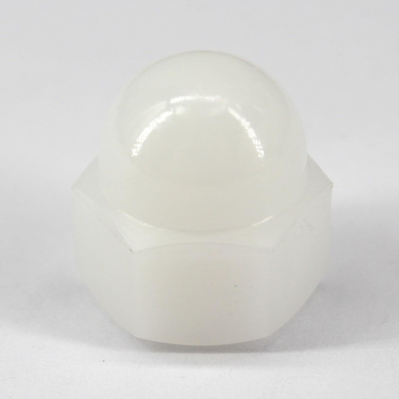 (50 Pieces) M8 White Nylon Acorn Cap Nuts Plastic Hex