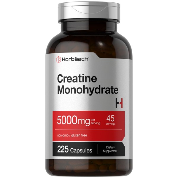 Horbäach Creatine Monohydrate | 5g | 225 Capsules | Non-GMO,