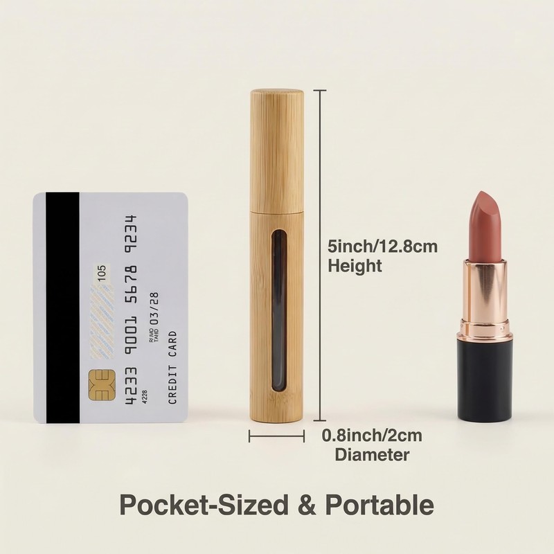 2Pcs Empty Bamboo Mascara Tubes, 6ml Refillable Cosmetic Bottles
