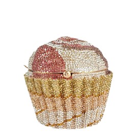 Usuisy Novelty Cupcake Minaudiere Handbags Women Evening Bag Party Crystal Clutch Bag Bridal Rhinestone Clutch Purse,Mini,Multicolor