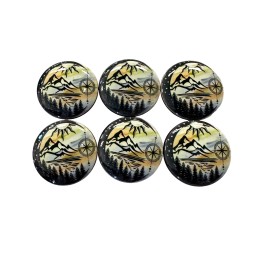 Twisted R Design Set of 6 Compass Sun and Moon Wood Cabinet Knobs oDrawer Knobs & Pulls