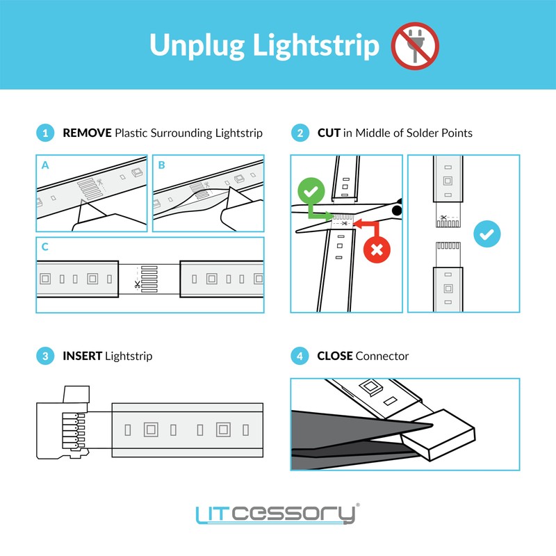 Litcessory 6-Pin to Cut-End Extension Connector Compatible with Nanoleaf Essentials