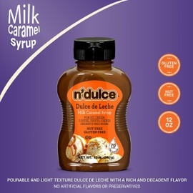 N’DULCE Dulce De Leche Syrup | Caramel Creams | Syrups For Coffee Drinks | Light Texture and Rich Flavor | Gluten-free | Nut-free | Pourable Syrup For Beverages, Desserts & Pastries -12 oz