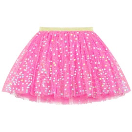 KEREDA Toddler Girls Layered Tutu Skirt Sparkling Sequin Tulle Dance Skirts 6-8 Y Hot Pink