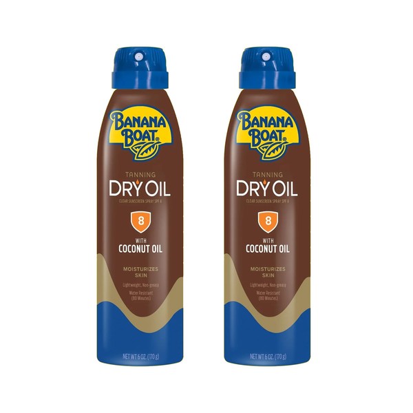 Banana Boat Continuous Spf#08 Spray Dry Oil With Argan Oil 6 Ounce (177ml) (2 Pack)