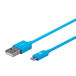 Monoprice USB Type-A to Micro Type-B Cable - Polycarbonate Connector Heads, 2.4 Amp, 22/30AWG, 6 Feet, Blue - Select Series