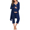SWOMOG Maternity Nursing Robe Set 3 PCS Breastfeeding Pajamas Set