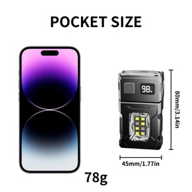 WARSUN Rotating Head Flashlight, Small Led Flashlight, Pocket Flashlight Rechargable, Back Clip, Magnetic Flashlight, Flashlight for Running, Camping, Emergency, Outdoor, Warning Flash