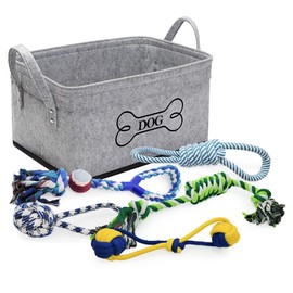 Value Durable Dog Chew Toys Pack for Medium Large Dogs, Tough Dog Toys for Aggressive Chewers Large Breed, Included Storage Basket, Dog Toys, Tug of War Toys for Interactive Play, Dog Toy Bin.