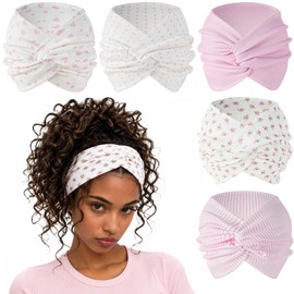 5 Pack Extra Wide Headbands for Women, Turban Knotted Bandana Head Band