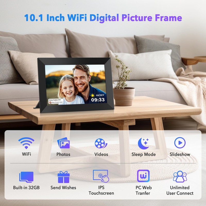 Uhale 10.1" Digital Picture Frame with 32GB Storage Support SD