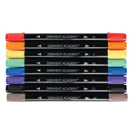 Derwent Academy 98206 Fine Point Marker with Brush (Pack of 8)