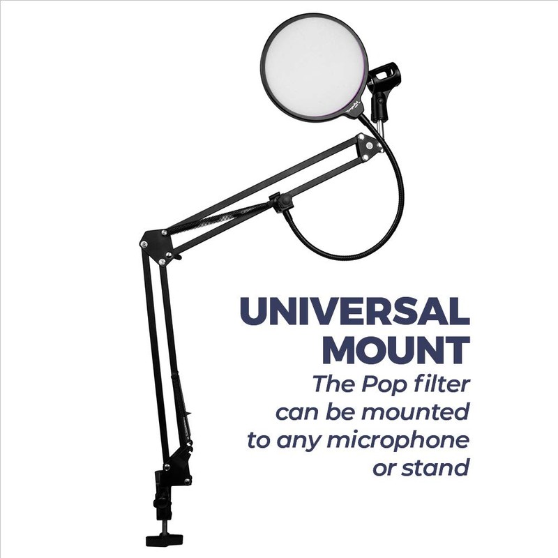 Dragonpad USA 6" Microphone Studio Pop Filter with Clamp -