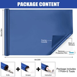 Pushglossy 36 Inchx26 ft One Way Window Film Privacy Daytime Reflective Mirror Window Tint Sun Blocking Thermal Insulated Film Heat Control Static Cling Tint Anti UV Home Office (Blue Silver)