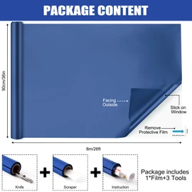 Pushglossy 36 Inchx26 ft One Way Window Film Privacy Daytime Reflective Mirror Window Tint Sun Blocking Thermal Insulated Film Heat Control Static Cling Tint Anti UV Home Office (Blue Silver)