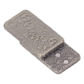 EDC Fidget Slider Toy, Portable Metal Magnetic Poker Push Slider with Skull Pattern and Box for ADHD Autism Anxiety Stress Relief, Gold, 5.5 x 3 x 1 cm