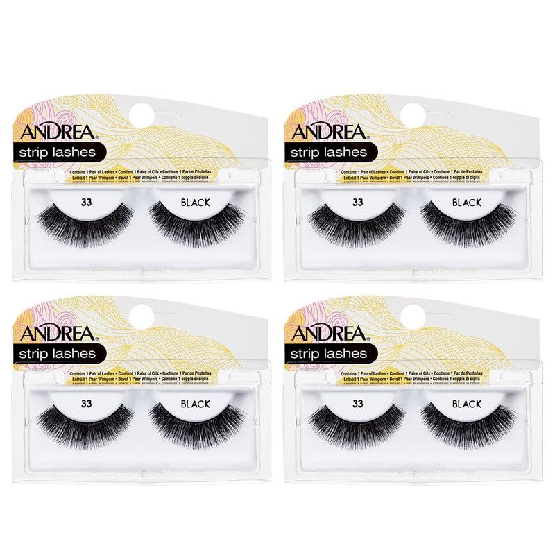 Andrea Strip Lashes, Black [33] 1 pair (Pack of 4)