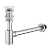 Silver, Solid Brass Bathroom Sink Drain Kit, Adjustable Bottle Trap,