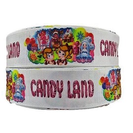 Candy Land Themed 1 Inch Wide Repeat Ribbon Sold in Yard Lots (3 Yards)