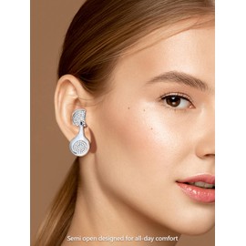 FUNNYEAH JewelPods H01 Wireless Earbuds, Pretty Bluetooth Headphones for Women, Teardrop Design Metal Earbuds with Premium Sound, AI Clear Call & 72H Play, Unique Gift for Her, White Gold