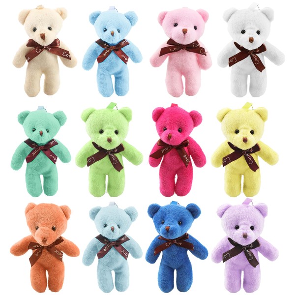 Rcanedny 12 Pcs 12cm Mini Teddy Bear Toys Soft Small