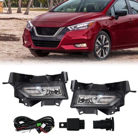ILAMP Fog Lamps Assembly with Bulb Compatible with 2020 2021 Nissan Versa,Fog Lights with Covers Harness Switch Kit Replacement for Left&Right Side Fog Lights Assembly 2Pcs AM-NS060
