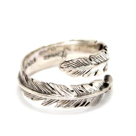 COSUMOSU 925 Sterling Silver Feather open Ring with box