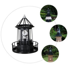 DOITOOL LED Solar Powered Rotating Lighthouse Outdoor Courtyard Solar Hanging Lamp Lawn Lantern for Patio Fence Garden Yard Decorations