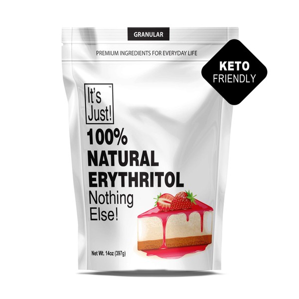 It's Just - Endulcedor de eritritol 100% natural, no OMG, apto para keto, no glicémico, sin azúcar (granular, 14oz)