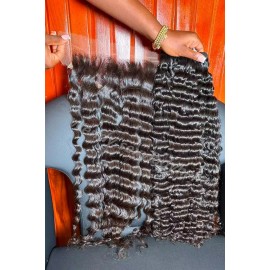 Vietnamese Raw Human Hair Weave Bundles High Quality Original Double Weft Natural Wavy Human Hair Bundlesstyle: Deep Wave, color: Black, Stretched Length: 12 inches
