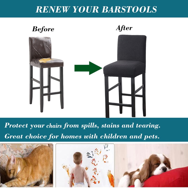 HFCNMY Bar Stool Covers,4 Pack Stretch Covers with Backs Jacquard