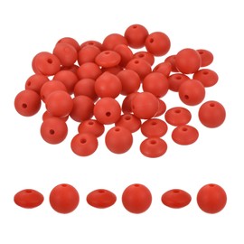 MECCANIXITY 40Pcs Silicone Beads Bulk,12mm Silicone Round and Lentil Beads,Silicone Focal Beads for Keychains Making Pens DIY Necklace Bracelet,Red