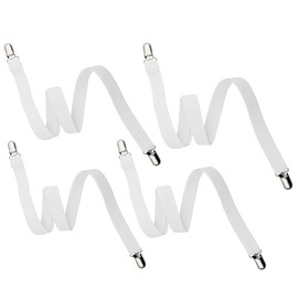 Sheet Clips Suspenders,Long Crisscross Heavy Duty Elastic Sheets Holder for Fitted Bed Sheets, Mattress Pad Covers, Sofa Cushion,4 Pieces (White)
