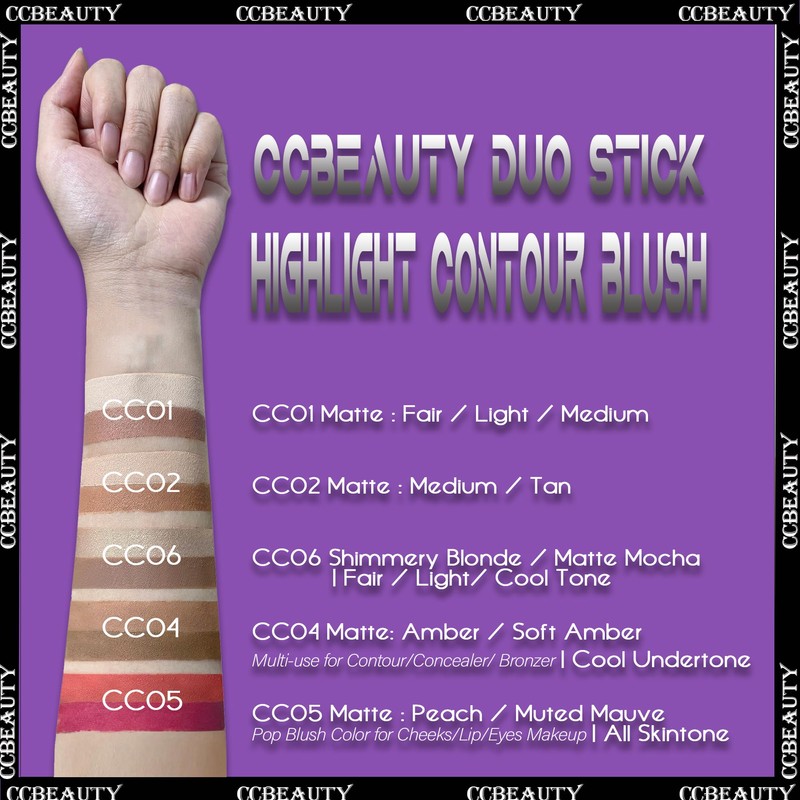 CCbeauty 2-IN-1 Matte Contour Stick Makeup,Cream Dual Highlighter Bronzer Stick,