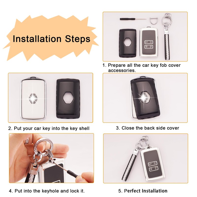 Koaudb Car Key Case Cover Fits, silver