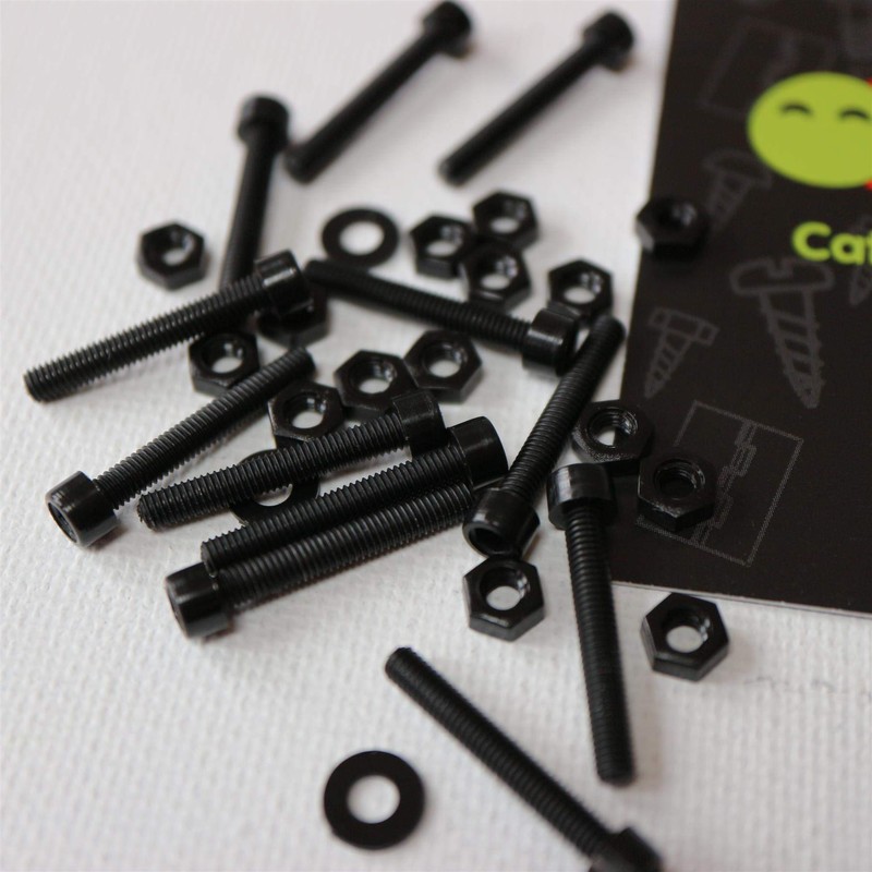 50 x Black Nylon Allen Bolts, M3 x 20mm, Plastic