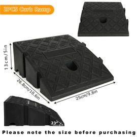 2PCS Driveway Curb Ramps 5" Rise Height Curb Ramp Interlock Curb Ramps for Driveway Low Cars Vehicles SUV Truck Motorcycle Wheelchair Bike