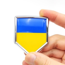 Overdecor Ukraine Flag Decal Stickers Car Emblem Ukrainian Car Accessories Decorations Chrome Shield Flag Sticker Decals for Cars Truck Vehicles, 2 Pack
