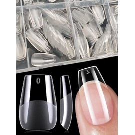 XIAOHEBAN Nail Tips for Gel Nails Short Ballerina 600 Pieces Nail Tips Ballerina Soft Gel Press On Nails Short Pre-Shaped Full Cover Nail Tips Soft Gel Tips Artificial Nail for Nail Art DIY 12 Sizes