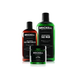 Brickell Men's Daily Advanced Face Care Routine II, Activated Charcoal Facial Cleanser, Facial Scrub, Face Moisturizer Lotion, Natural and Organic, Scented
