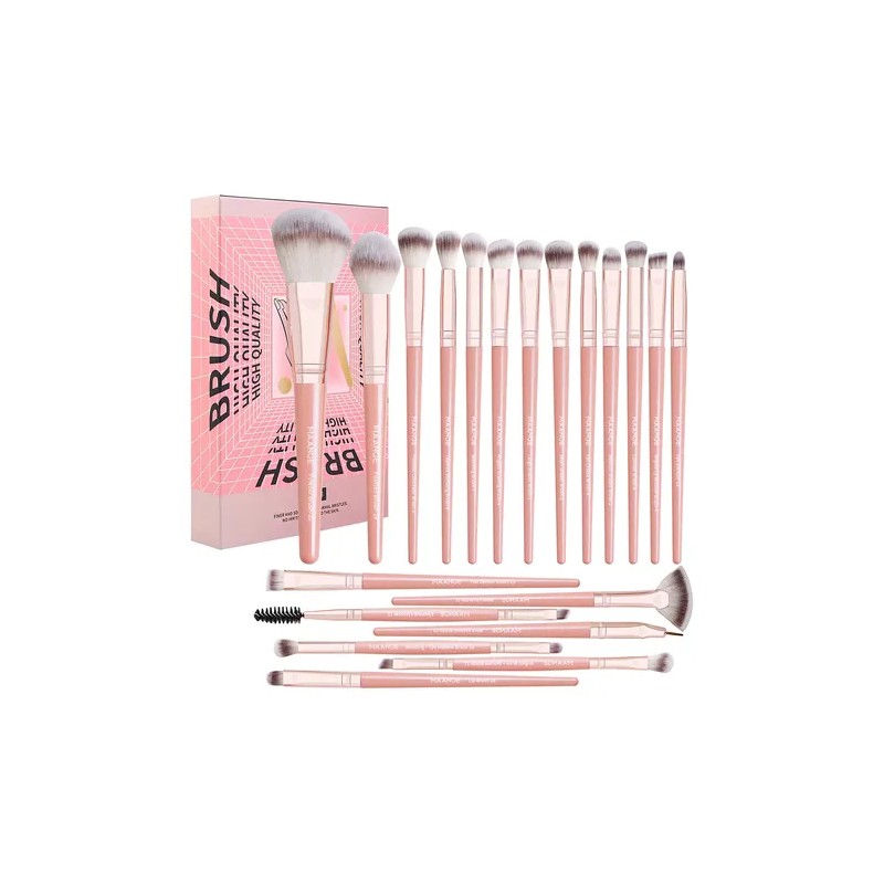 Brochas De Maquillaje Kit 20 Pcs Para Maquillaje Profesional Rosa