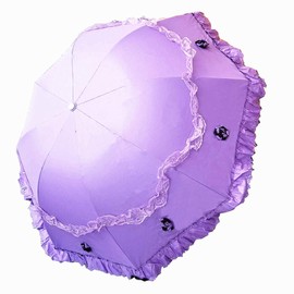 Honeystore Princess Lace Ultraviolet-Proof Folding Umbrella Anti-uv Dome Parasol Purple