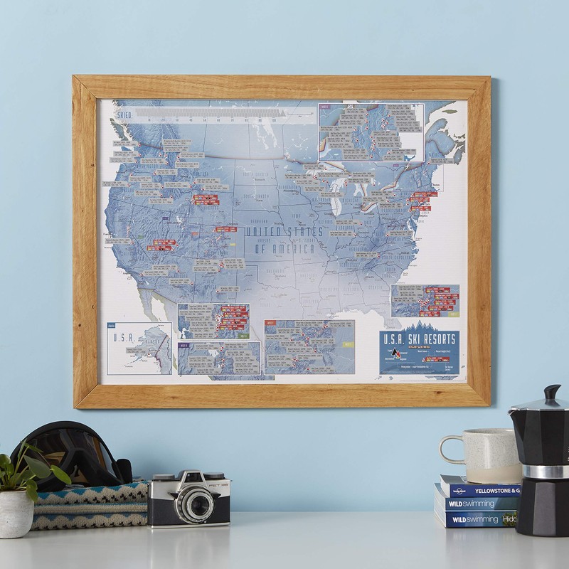 Maps International - Scratch Off USA Map Skiing Print -