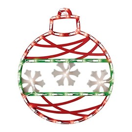 17" Red Green and White Lighted Christmas Ornament Window Silhouette Decoration -