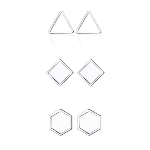 YANCHUN 3 Pairs Gold Minimalist Geometric Stud Earrings for Women