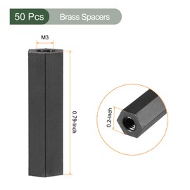 YOKIVE 50 Pcs M3 Spacers, Brass Hex PCB Standoffs Nuts, Keep Height Consistent, Great for Motherboard, Circuit Board, Electronics (Black, 20mm)