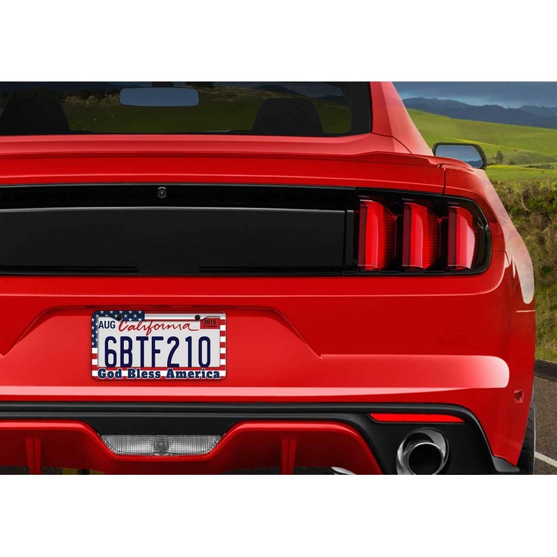1PCS God Bless America & American Flag License Plate Frame